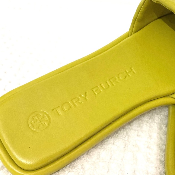 Tory Burch double -T leather sport slide sandals in lime color Size 9M - Picture 8 of 16